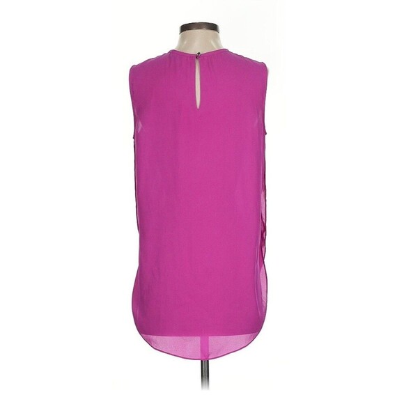 Vince Camuto Chiffon Sleeveless Top Crew Neck Solid Fushia Sz M Blouse - Picture 6 of 6